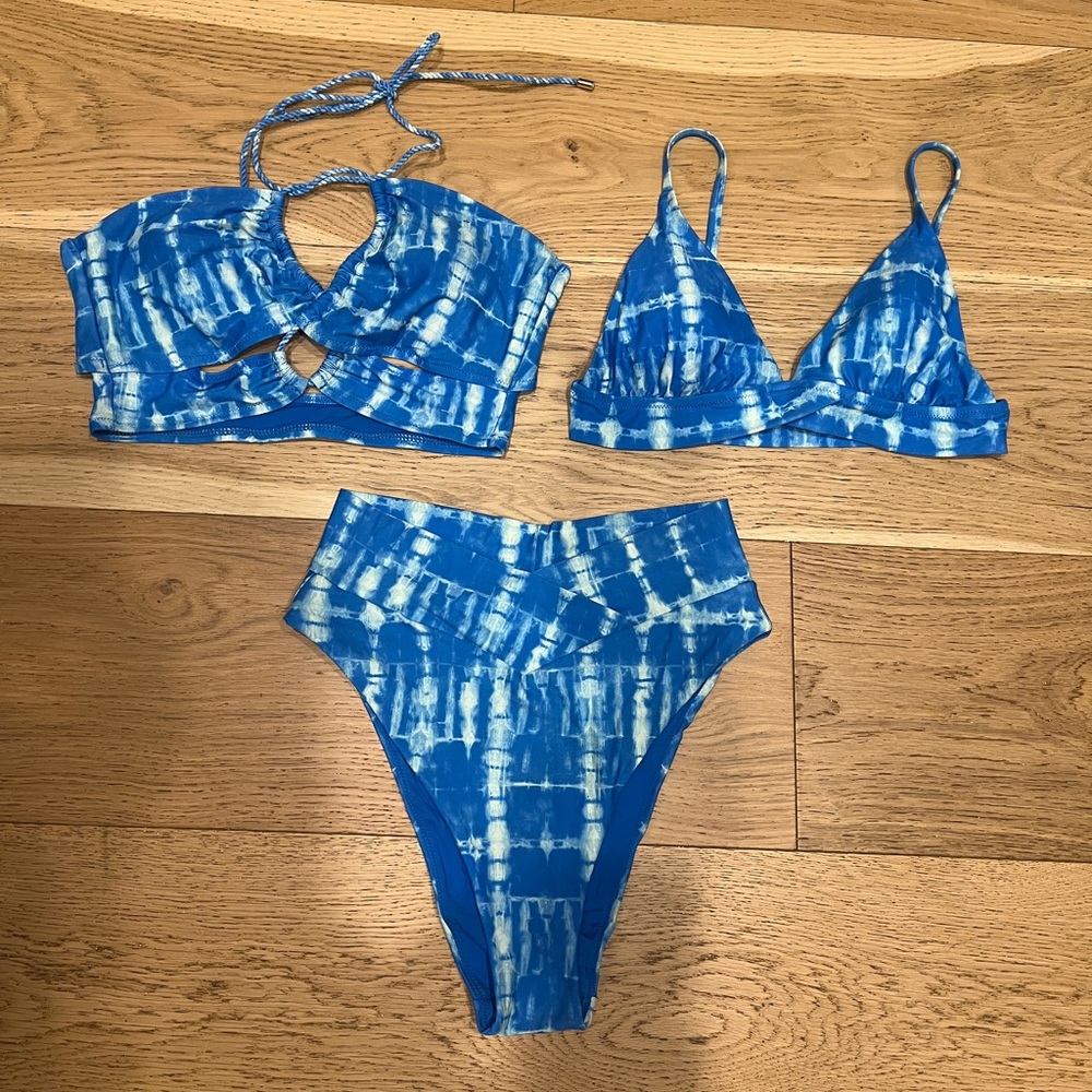 Aerie Blue and White Tie-Dye Bikini
